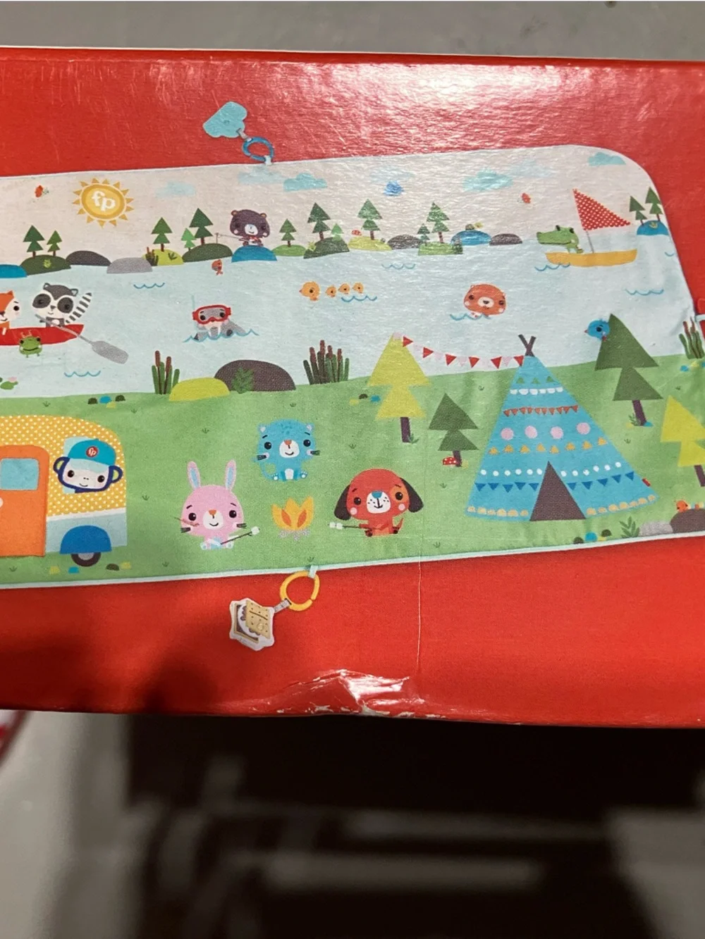 Fisher-Price Green & Blue Forest Animal Play Mat with Clip-On Toys